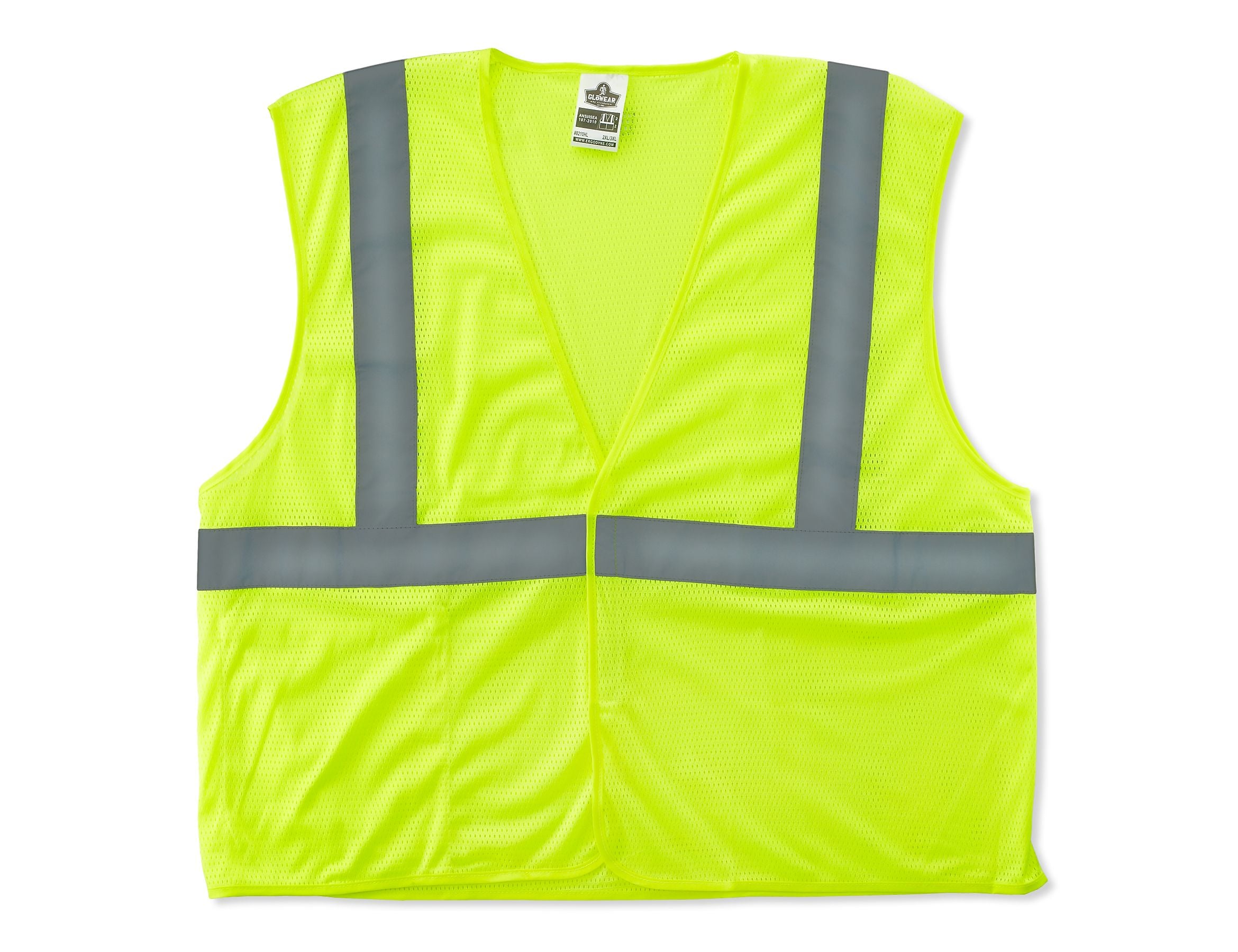 Ergodyne GloWear 8210HL High Visibility Sleeveless Safety Vest, ANSI Class R2, Lime, 4XL/5XL (21029)
