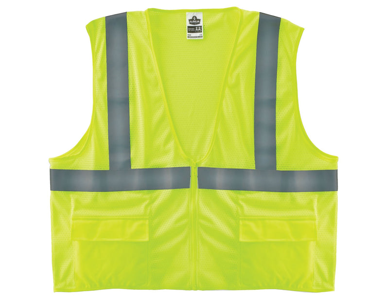 Ergodyne GloWear 8220Z High Visibility Sleeveless Safety Vest, ANSI Class R2, Lime, 4XL/5XL (21129)