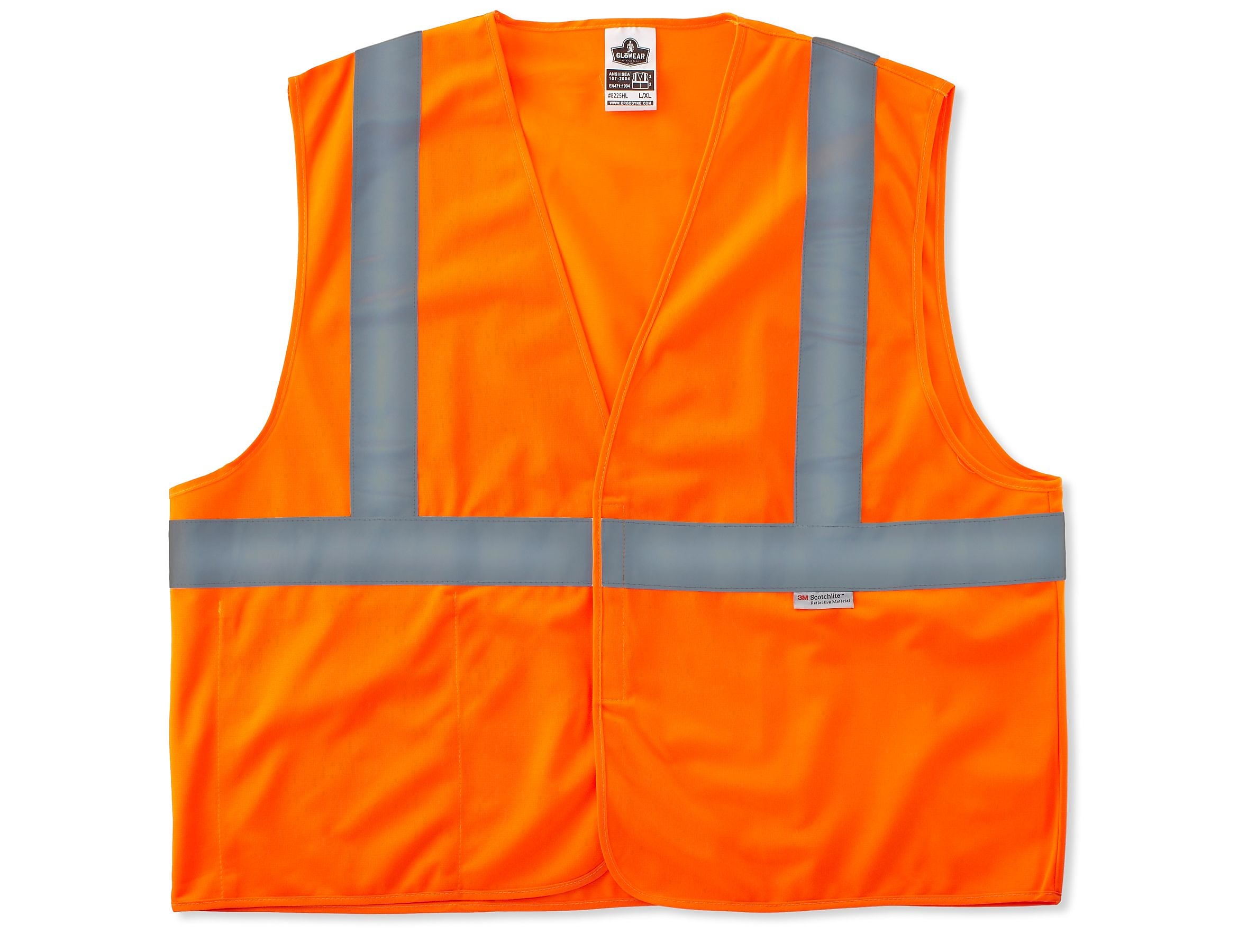 Ergodyne GloWear 8225HL High Visibility Sleeveless Safety Vest, ANSI Class R2, Orange, 4XL/5XL (21179)