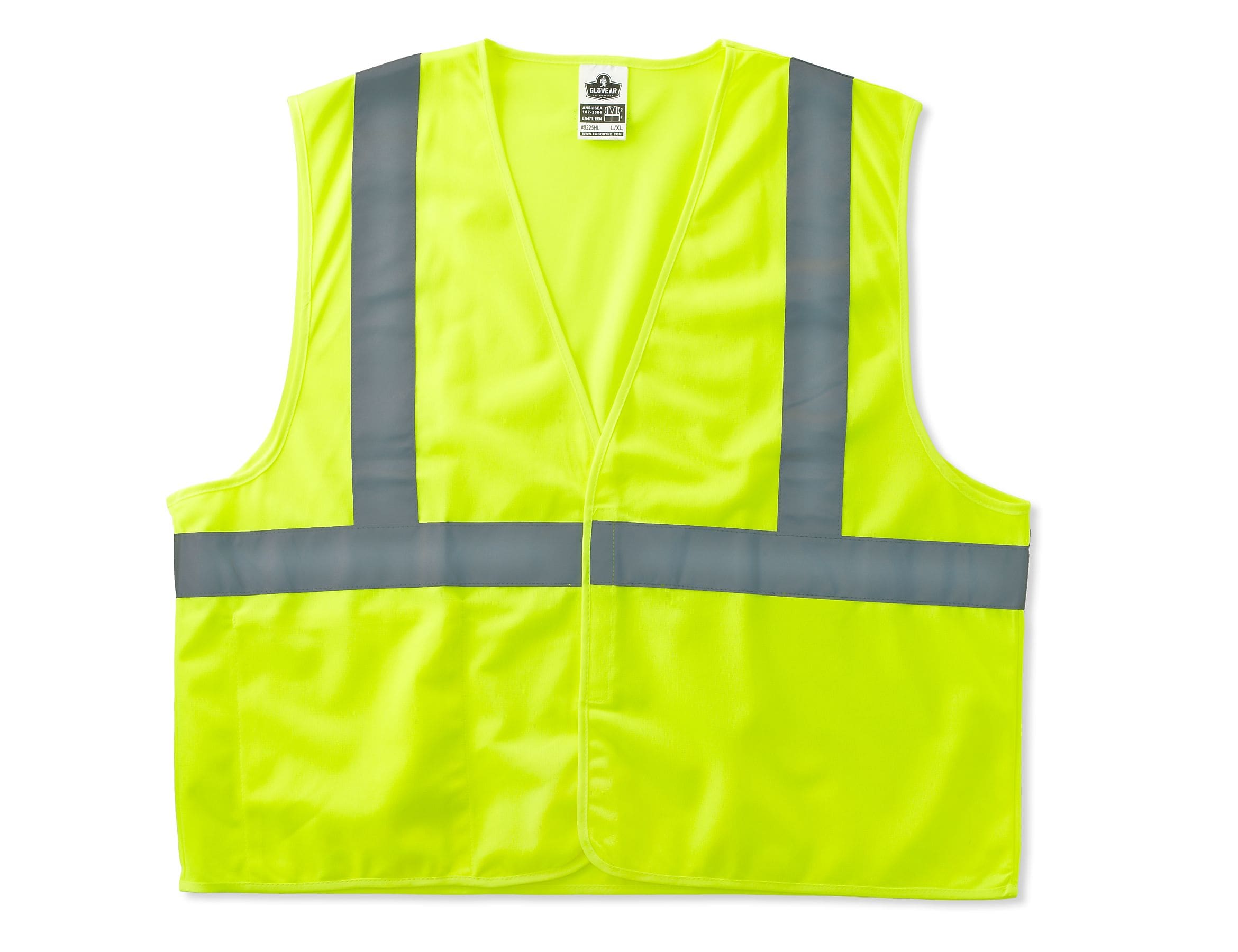 Ergodyne GloWear 8225HL High Visibility Sleeveless Safety Vest, ANSI Class R2, Lime, 2XL/3XL (21187)
