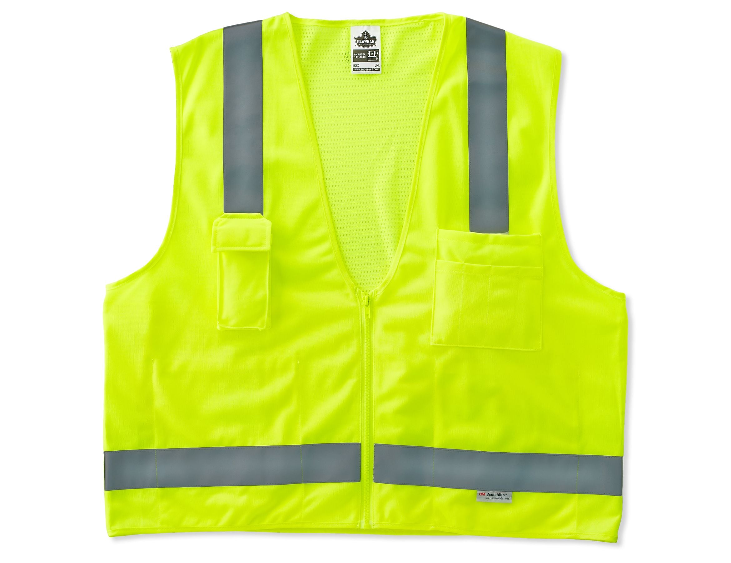 Ergodyne GloWear® 8250Z High Visibility Sleeveless Safety Vest, ANSI Class R2, Lime, 2XL/3XL (21427)