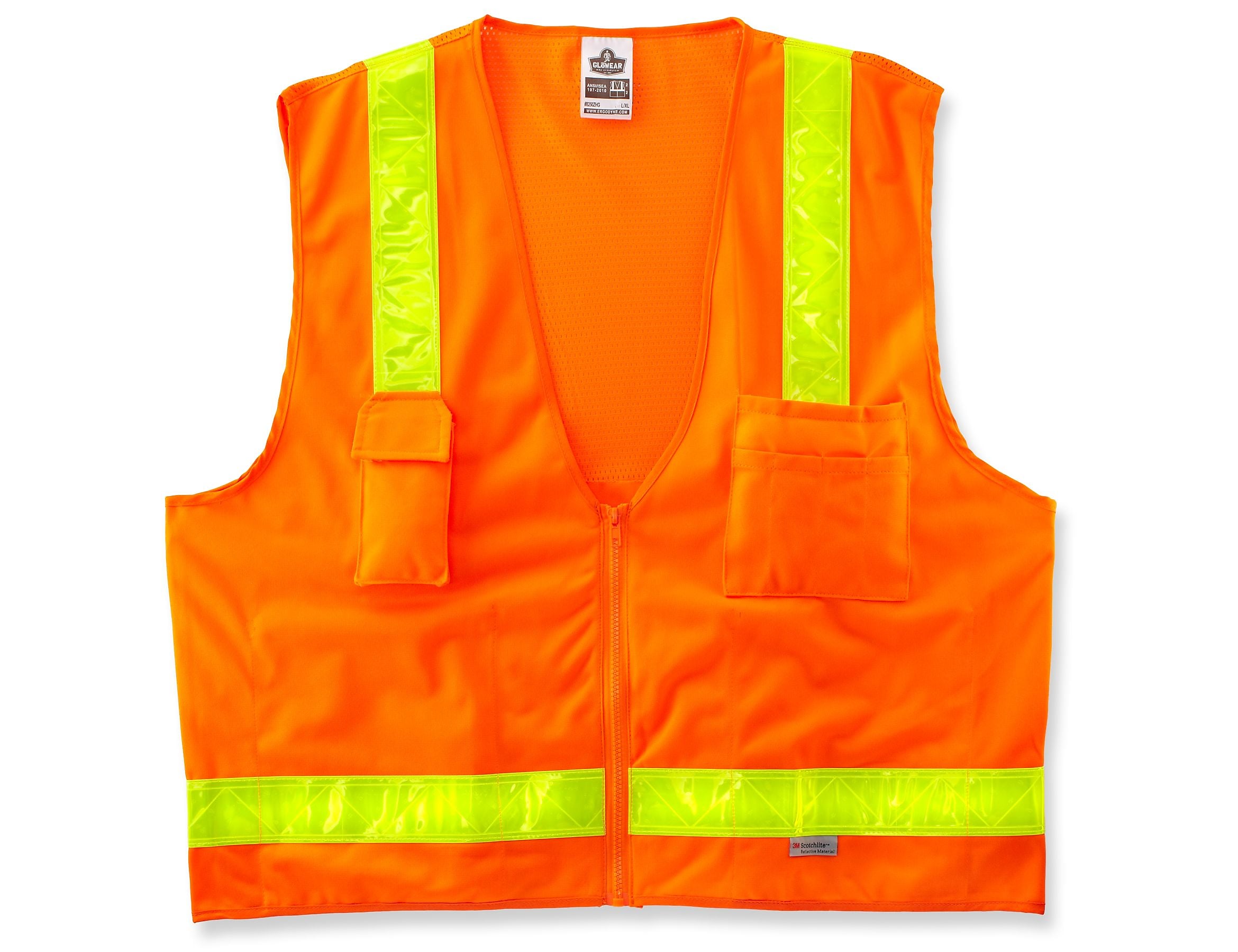 Ergodyne GloWear 8250ZHG High Visibility Sleeveless Safety Vest, ANSI Class R2, Orange, 4XL/5XL (21439)
