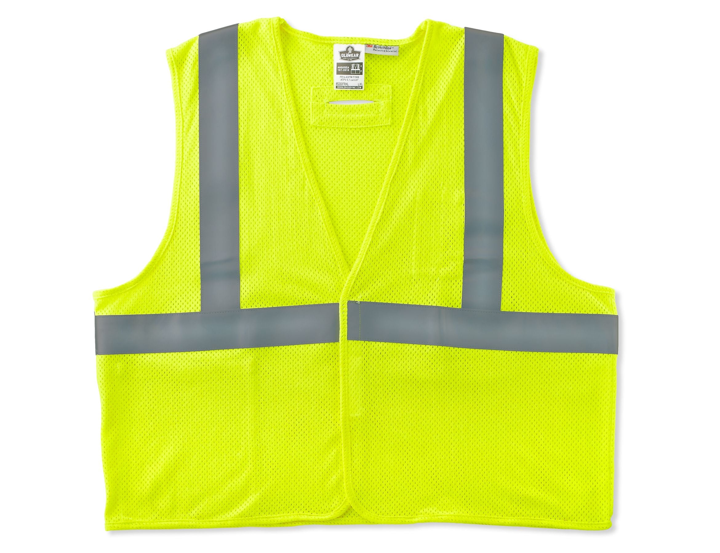 Ergodyne GloWear 8260HL High Visibility Sleeveless Safety Vest, ANSI Class R2, Lime, 4XL/5XL (21499)