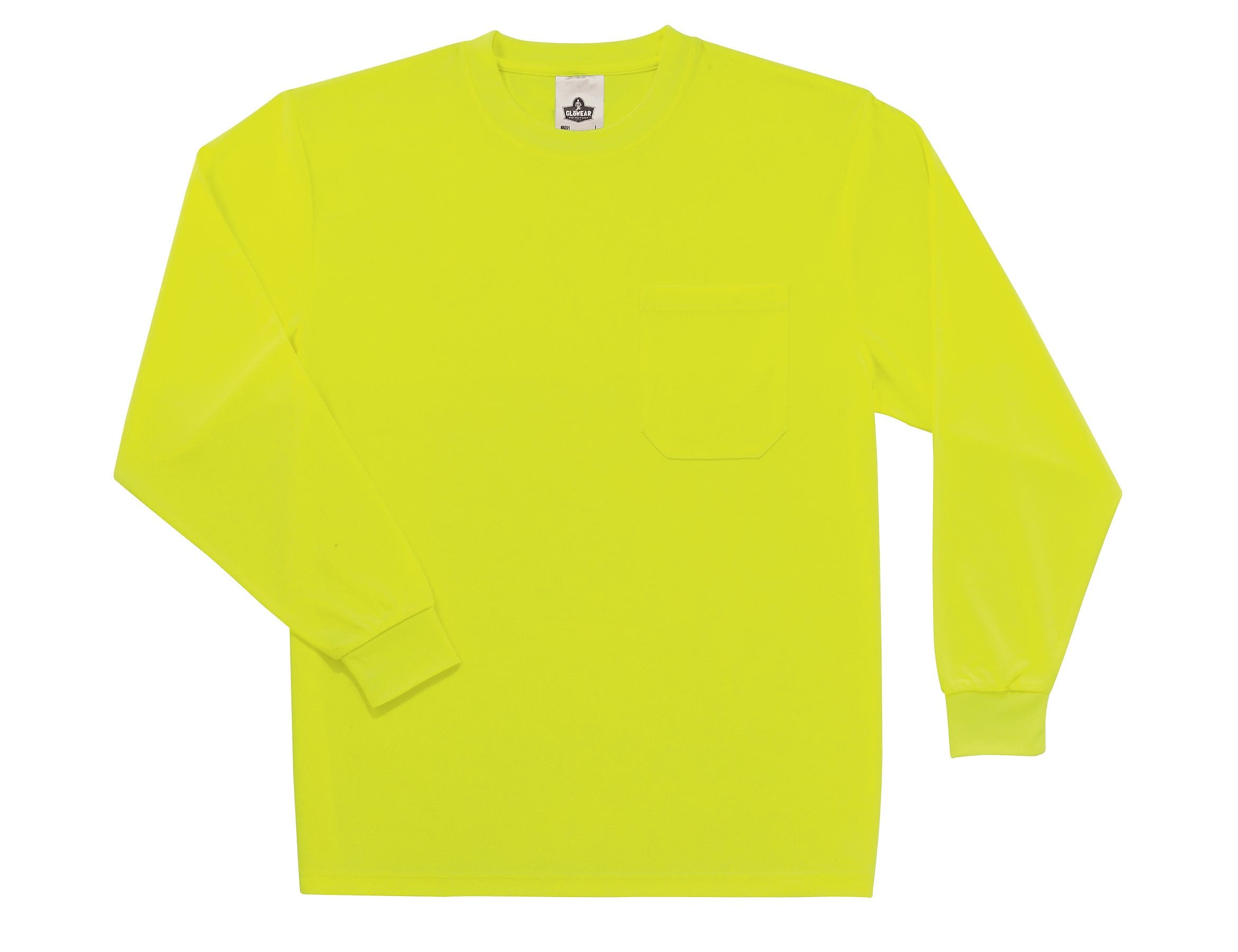Ergodyne GloWear 8091 High Visibility Long Sleeve T-Shirt, Lime, X-Large (21585)