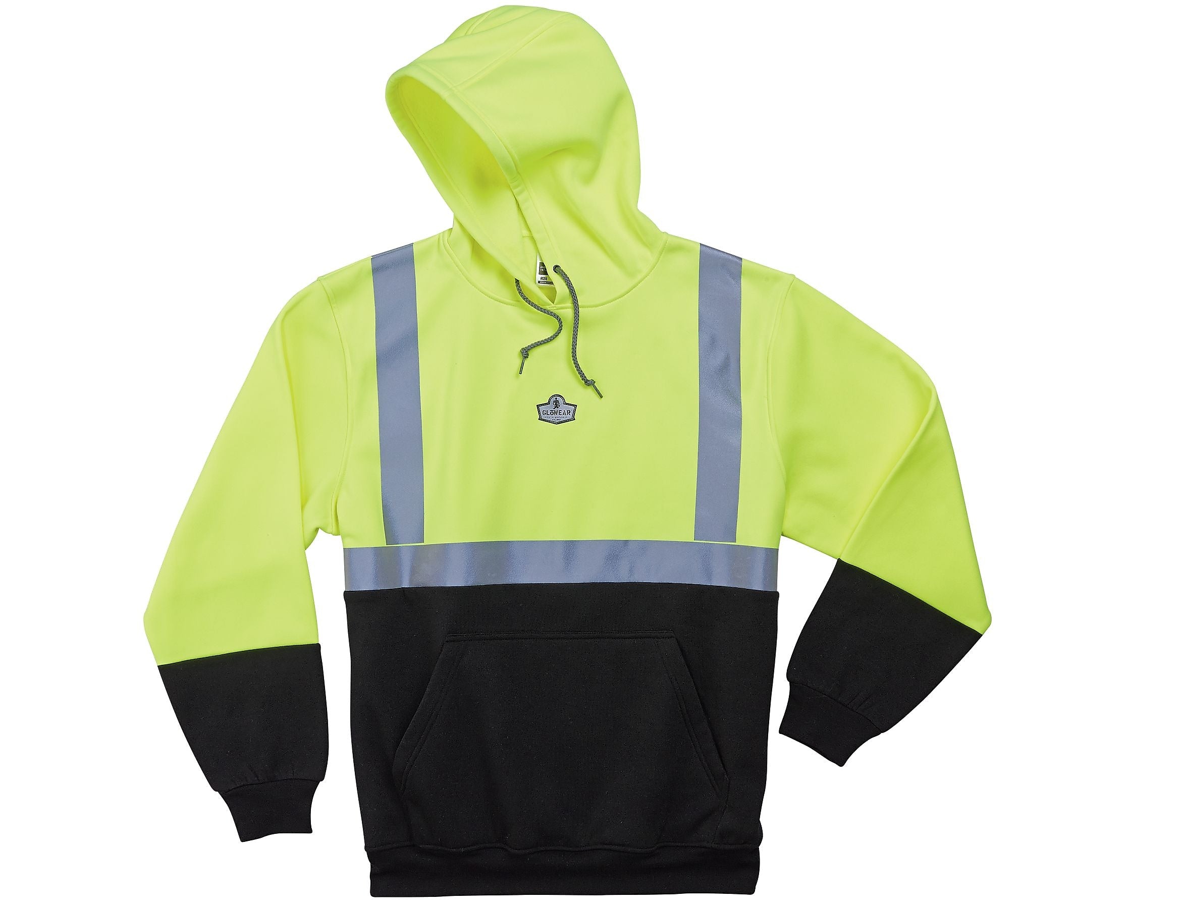 Ergodyne GloWear® 8293 High Visibility Long Sleeve Sweatshirt, ANSI Class R2, Hi-Vis Lime/Black, 2XL (21686)