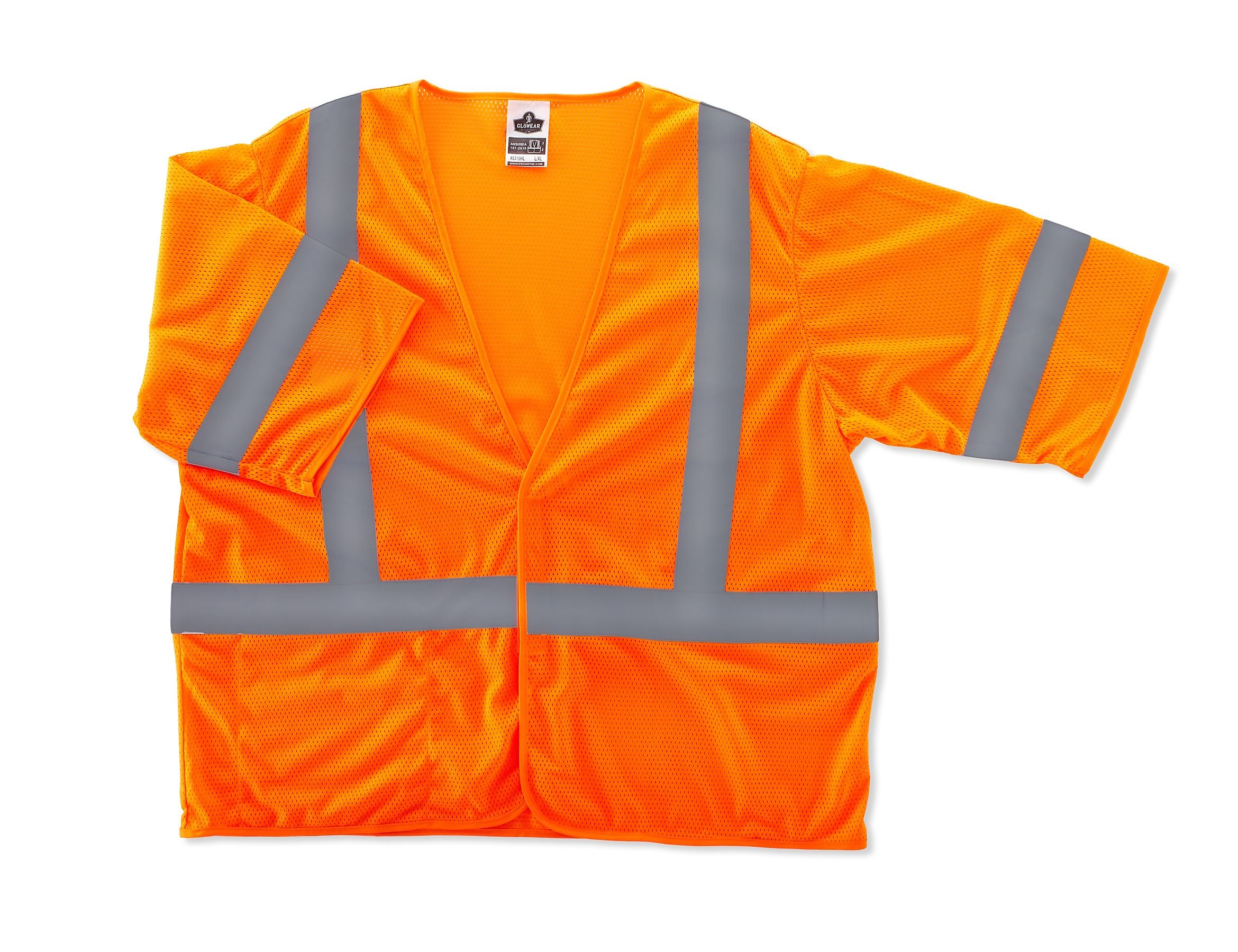Ergodyne GloWear® 8310HL High Visibility Short Sleeve Safety Vest, ANSI Class R3, Orange, Large (22015)