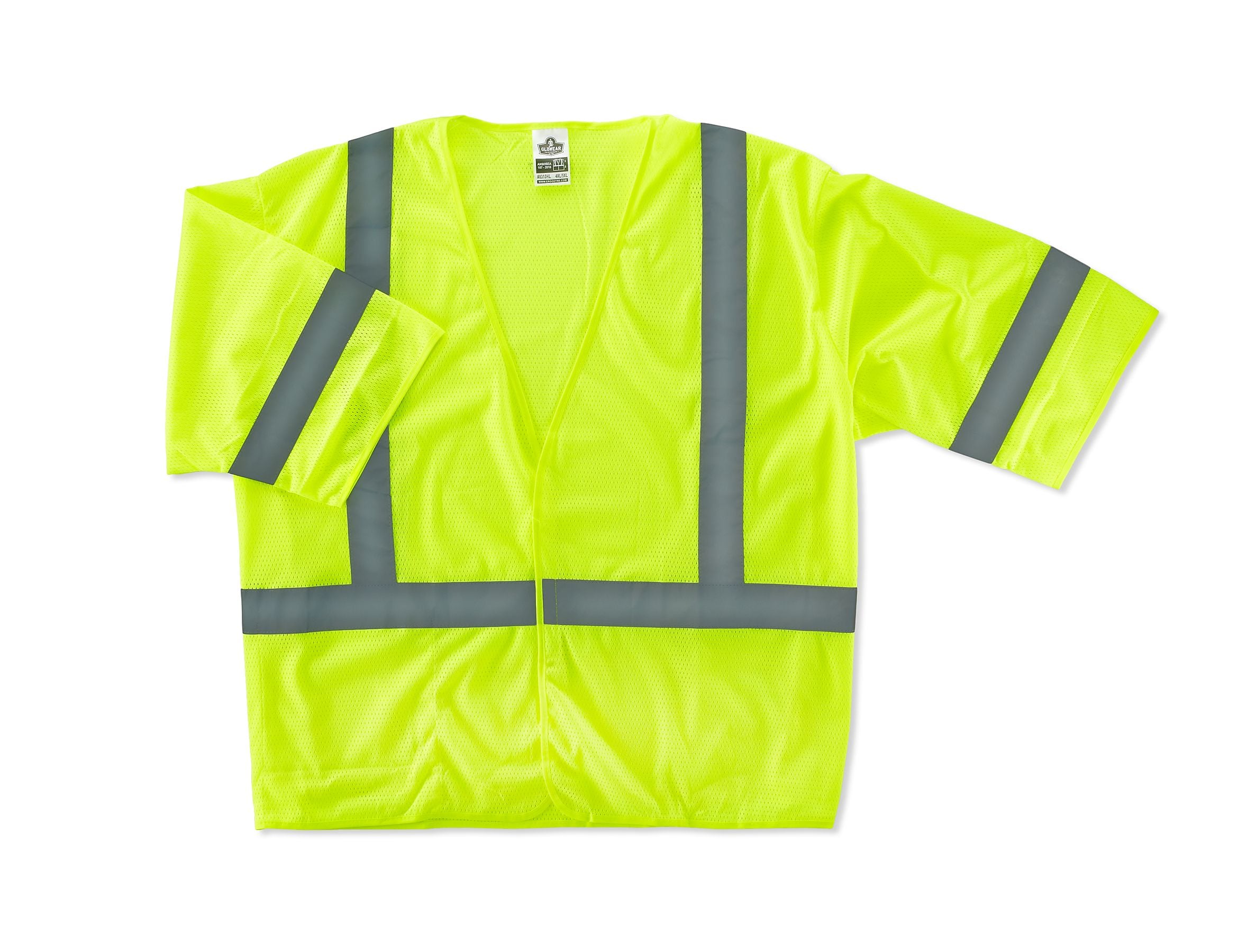 Ergodyne GloWear® 8310HL High Visibility Short Sleeve Safety Vest, ANSI Class R3, Lime, 2XL/3XL (22027)
