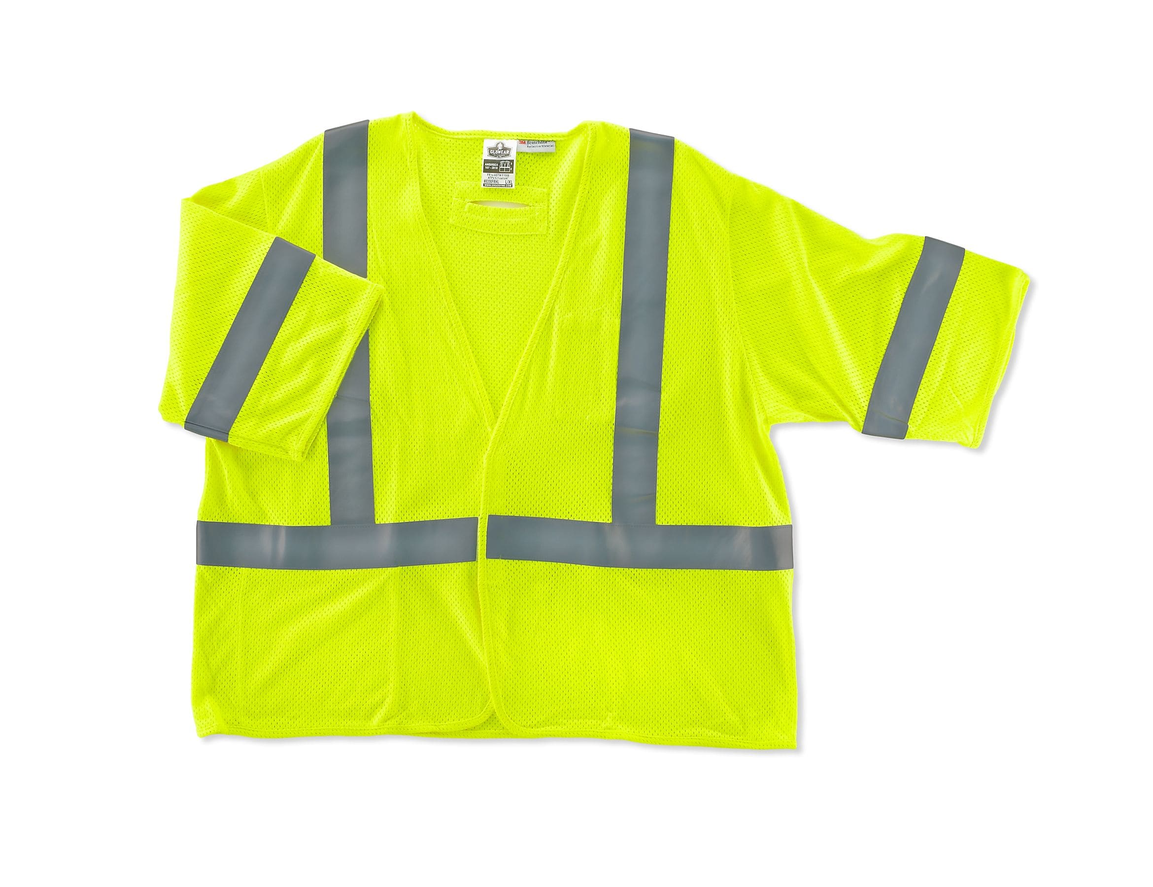 Ergodyne GloWear® 8356HL High Visibility Short Sleeve Safety Vest, ANSI Class R3, Lime, S/M (22213)