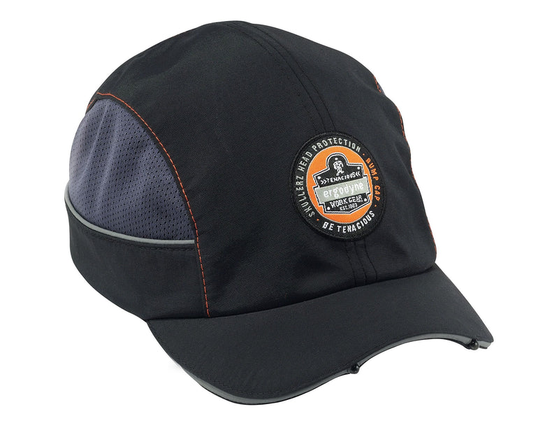 Ergodyne Skullerz Nylon Short Brim Bump Cap & LED Light, Black (23370)