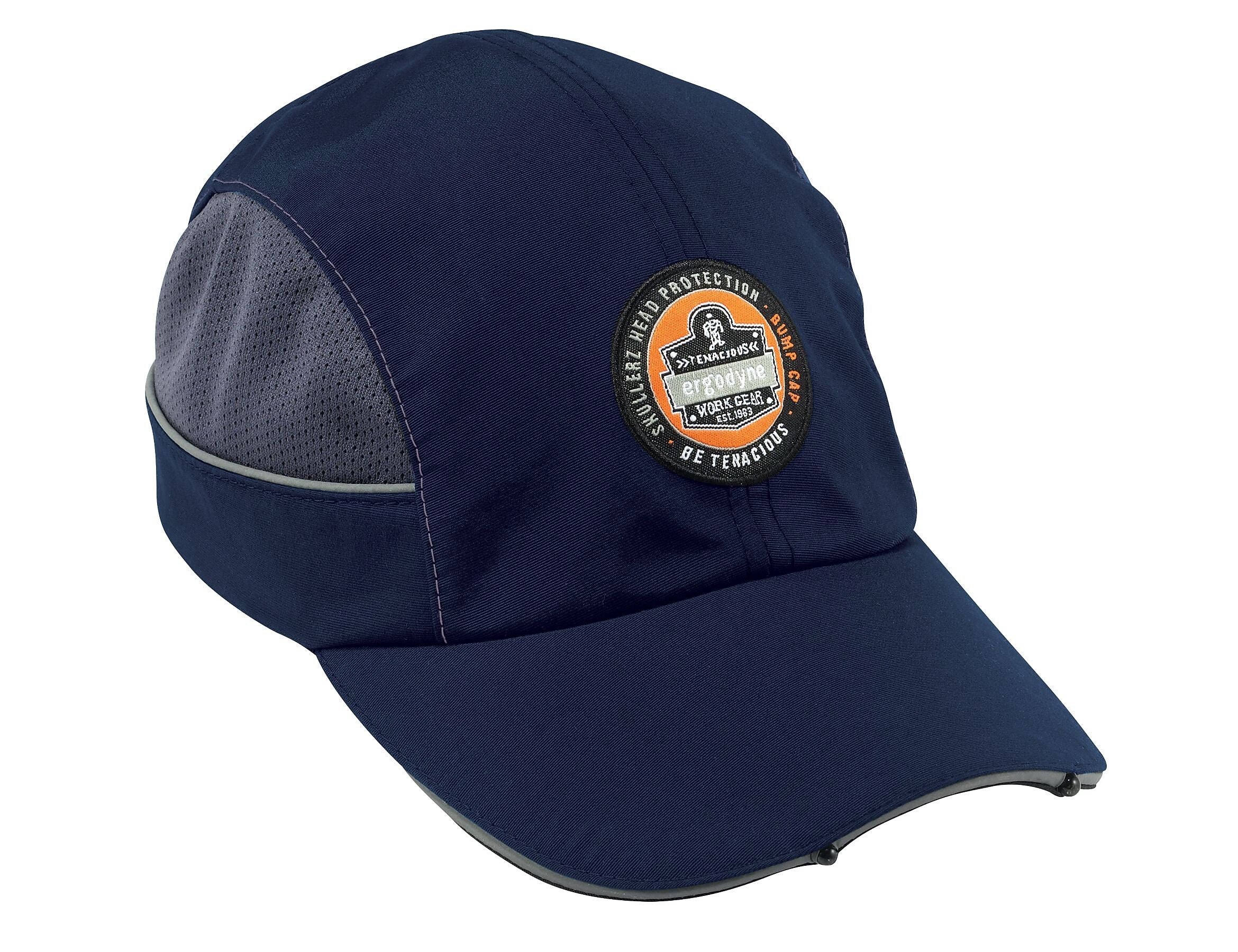 Ergodyne Skullerz Nylon Short Brim Bump Cap & LED Light, Navy (23373)