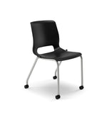 HON Motivate Stacking Chair, Onyx Shell, Textured Platinum Frame, 2 per Carton