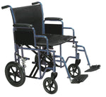 Drive Medical Bariatric Heavy Duty Transport Wheelchair with Swing Away Footrest 22" Seat Blue (BTR22-B)