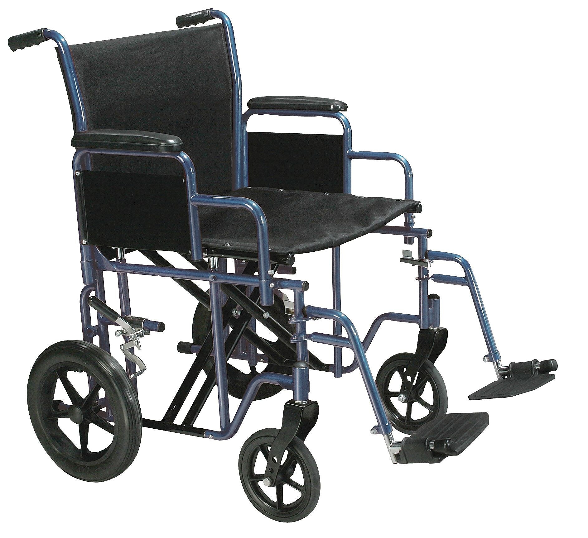 Drive Medical Bariatric Heavy Duty Transport Wheelchair with Swing Away Footrest 22" Seat Blue (BTR22-B)