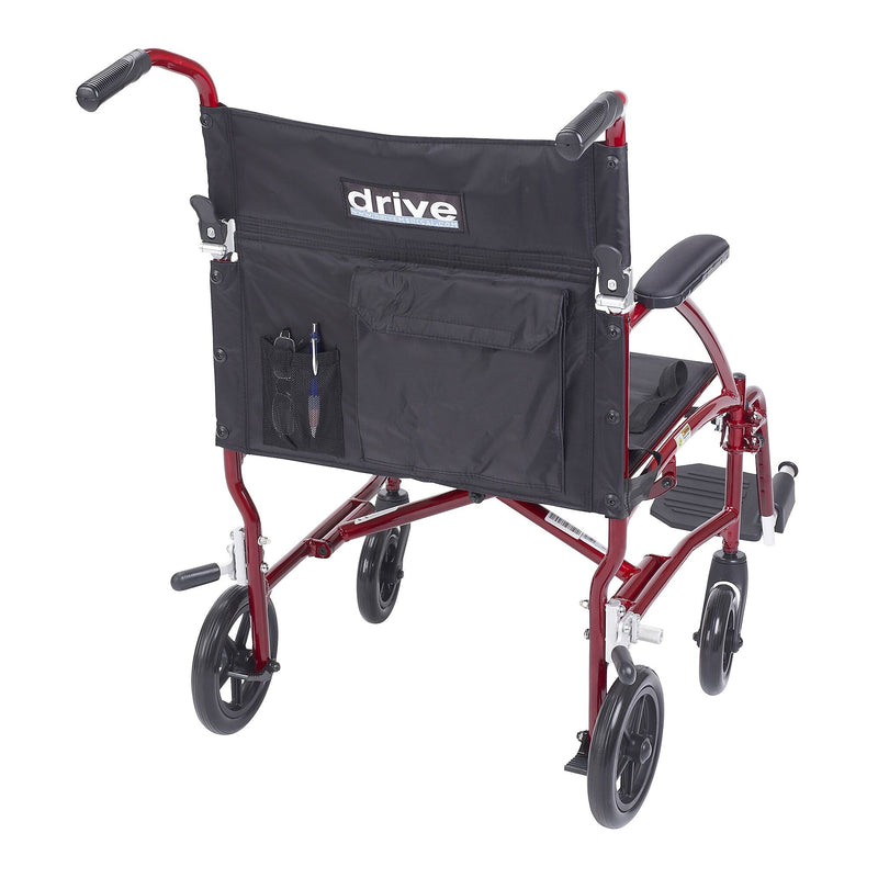 Drive Medical Fly Lite Ultra Lightweight Transport Wheelchair Burgundy (DFL19-RD)