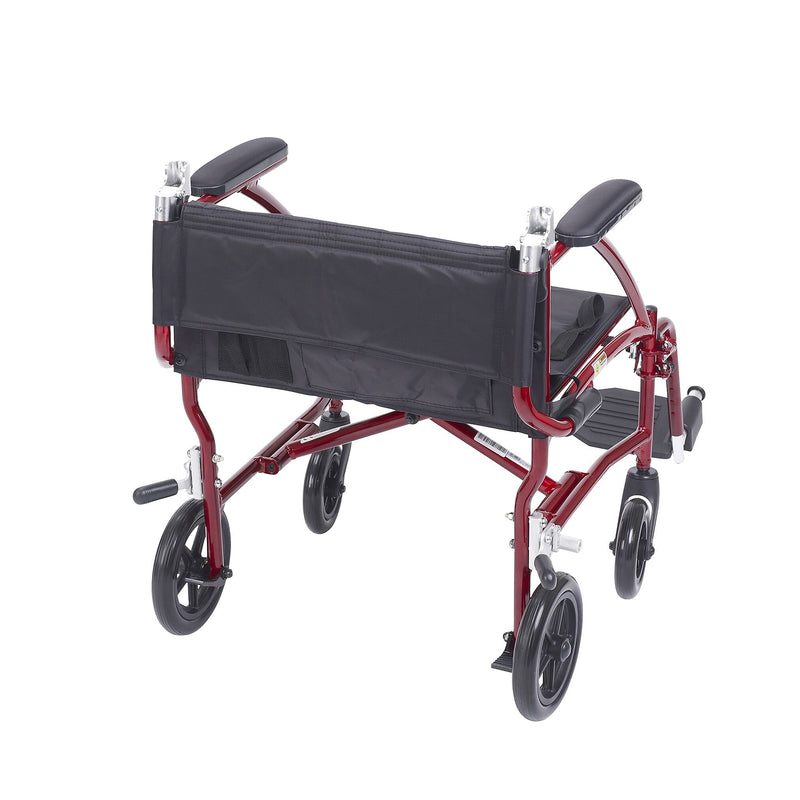 Drive Medical Fly Lite Ultra Lightweight Transport Wheelchair Burgundy (DFL19-RD)