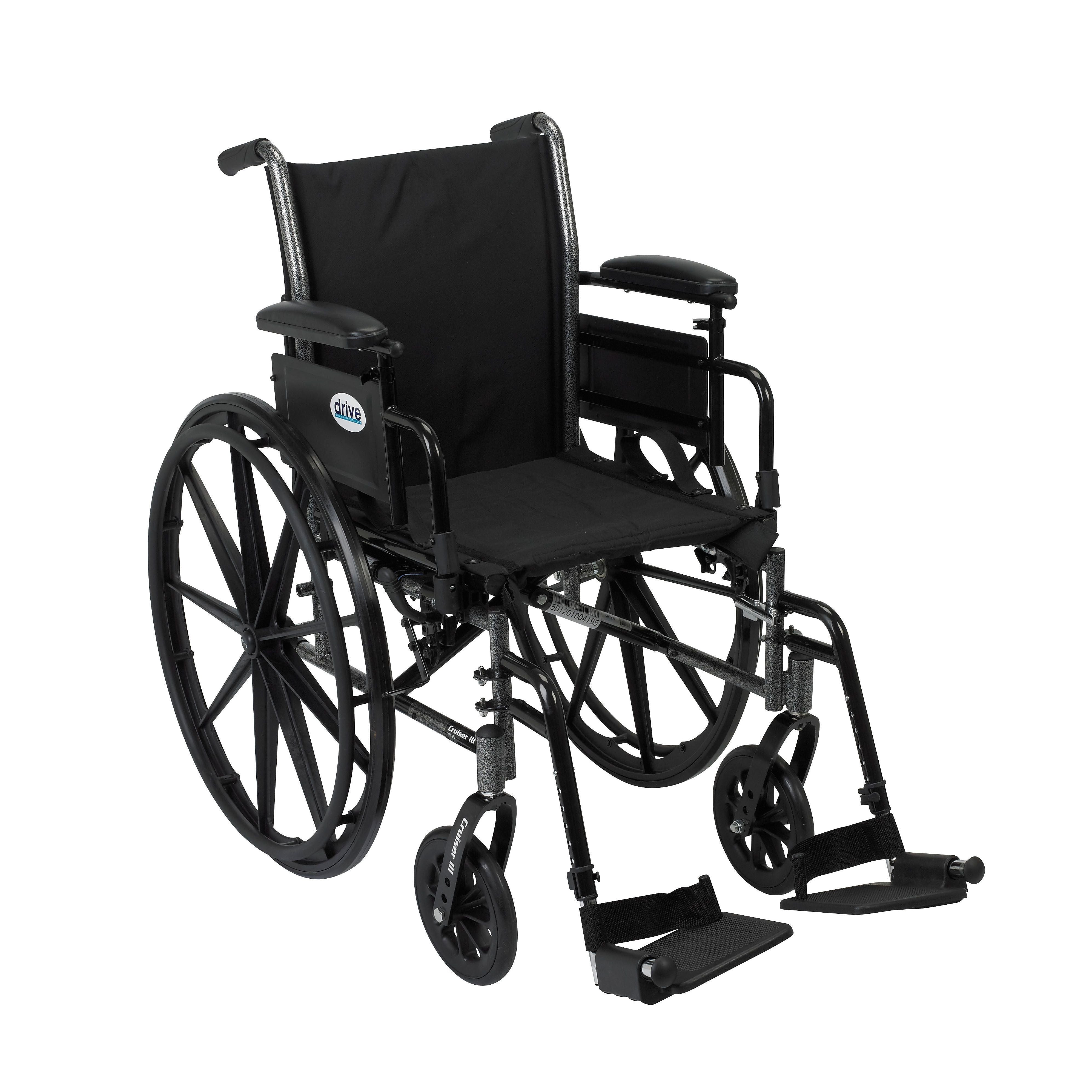 Drive Medical Cruiser III Wheelchair with Flip Back Removable Arms, Adj Desk Arms, Footrest, 20" (K320ADDA-SF)