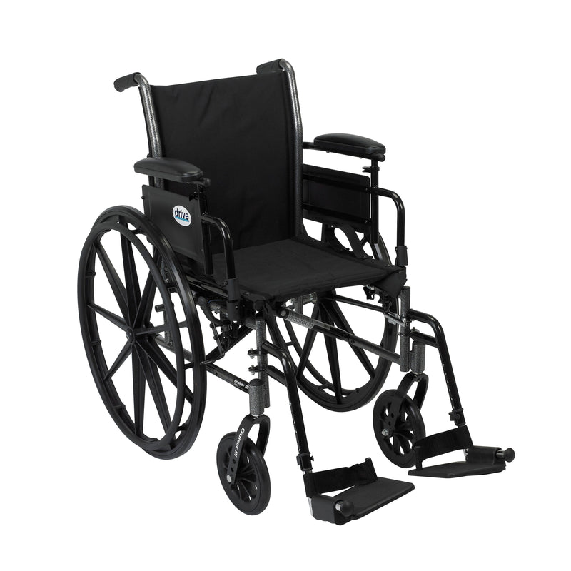 Drive Medical Cruiser III Wheelchair with Flip Back Removable Arms, Adj Desk Arms, Footrest, 20" (K320ADDA-SF)