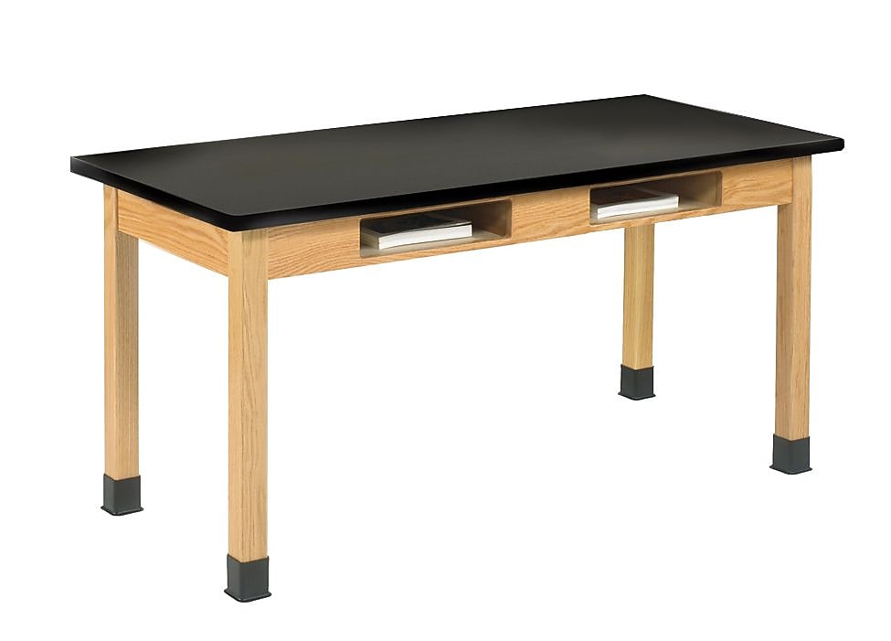 Diversified Woodcrafts Rectangular Science Table, 60" x 42", Red Oak/Black (C7602BK30N)