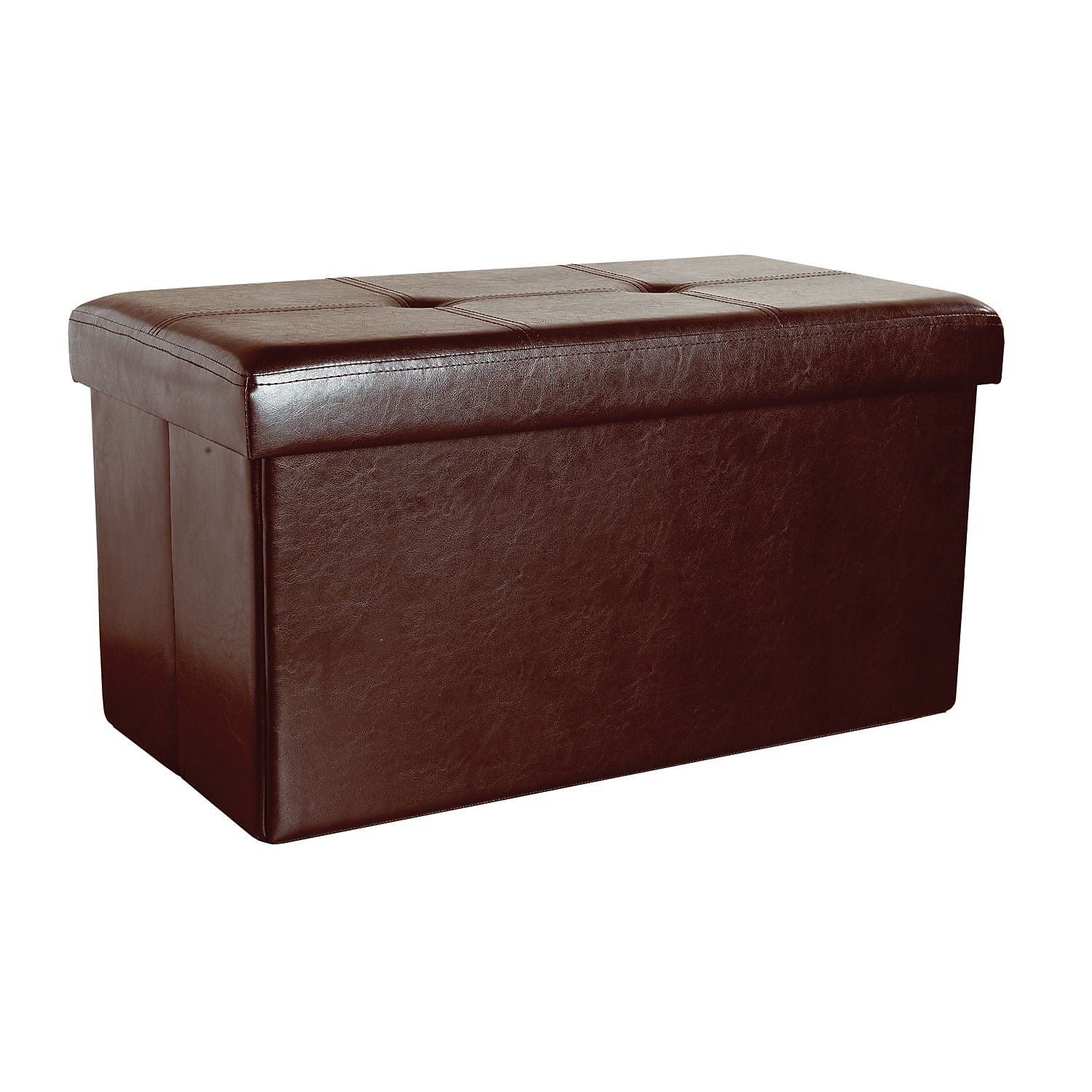 Simplify Faux Leather Storage Ottoman, Chocolate (F-0630-CHOCO)