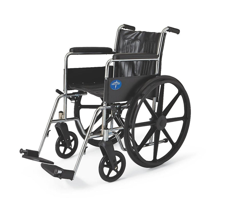 Medline Excel 2000 Standard Wheelchairs, 18" W x 16" D Seat, Permanent Full Length Arm, Fixed Leg (MDS806100D)