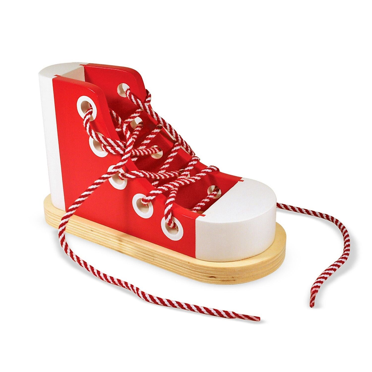 Melissa & Doug Wood Lacing Sneaker, Red/White (LCI3018)