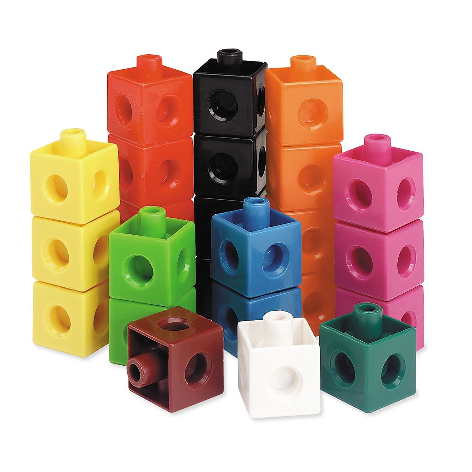Learning Resources Plastic Assorted 10-Color 3/4" Snap Cubes, 100/St