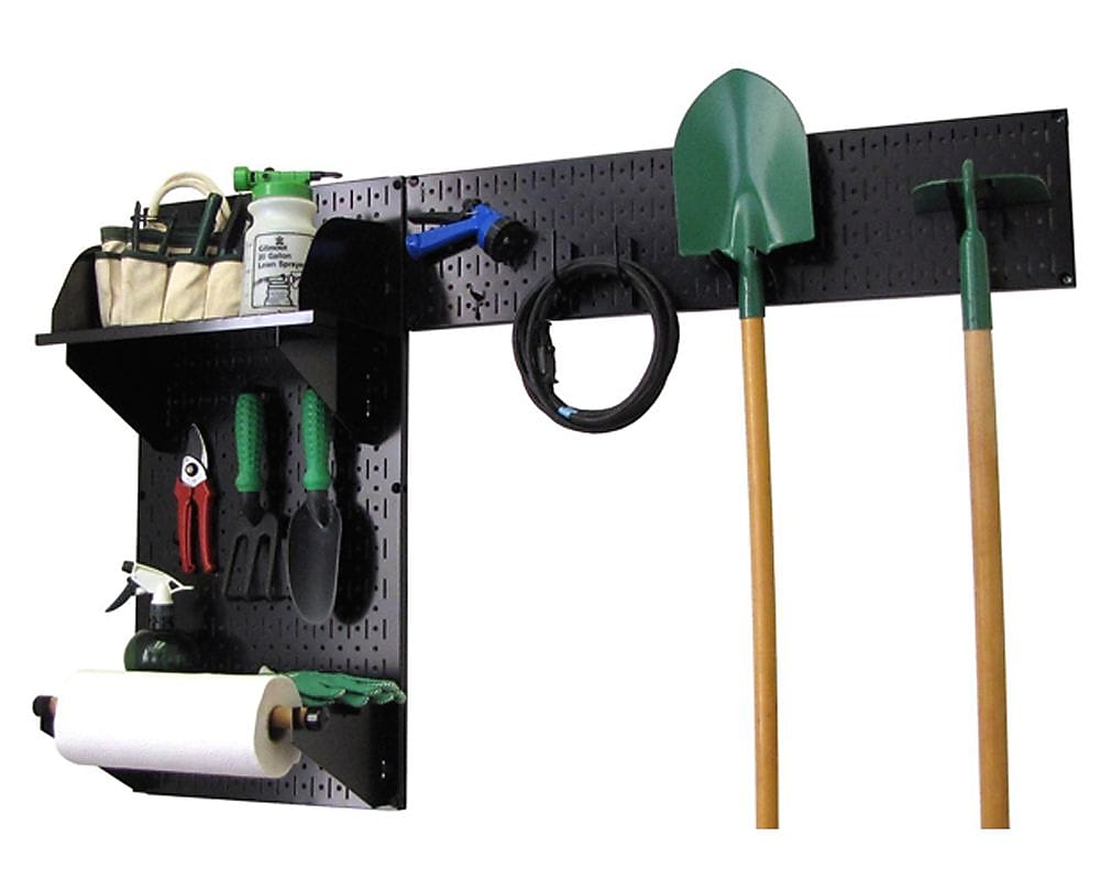 Wall Control Garden Tool Storage Organizer Pegboard Kit, Black