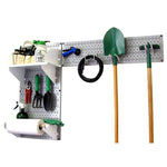 Wall Control Garden Tool Storage Organizer Pegboard Kit, Gray Tool Board and White Accessories