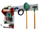 Wall Control Garden Tool Storage Organizer Pegboard Kit, Gray Tool Board and Red Accessories