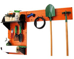Wall Control Garden Tool Storage Organizer Pegboard Kit, Orange Tool Board and Black Accessories