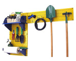Wall Control Garden Tool Storage Organizer Pegboard Kit, Yellow Tool Board and Blue Accessories