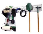 Wall Control Garden Tool Storage Organizer Pegboard Kit, Galvanized Tool Board and Black Accessories
