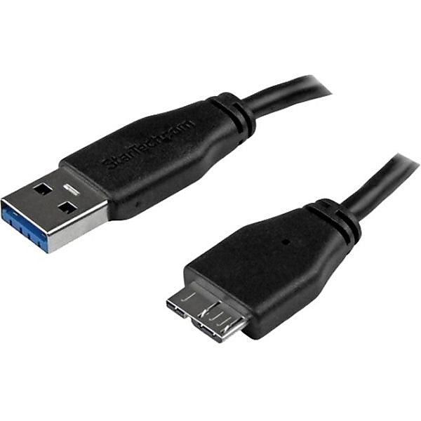 StarTech Slim SuperSpeed 1.6' M/M USB 3.0 A To Micro B Cable, Black