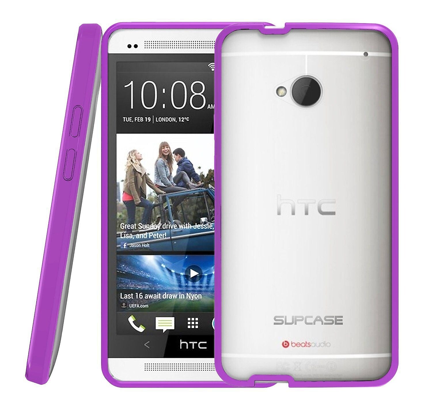 SUPCASE Premium Hybrid Protective Case For HTC One M7 Smartphone, Clear/Purple