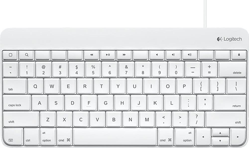 Logitech Lightning Connector Wired Keyboard For iPad, White (920-006341)