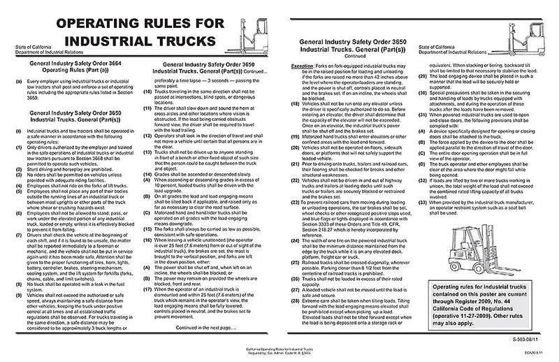 ComplyRight California Operating Rules For Industrial Trucks Poster (ECA2O)