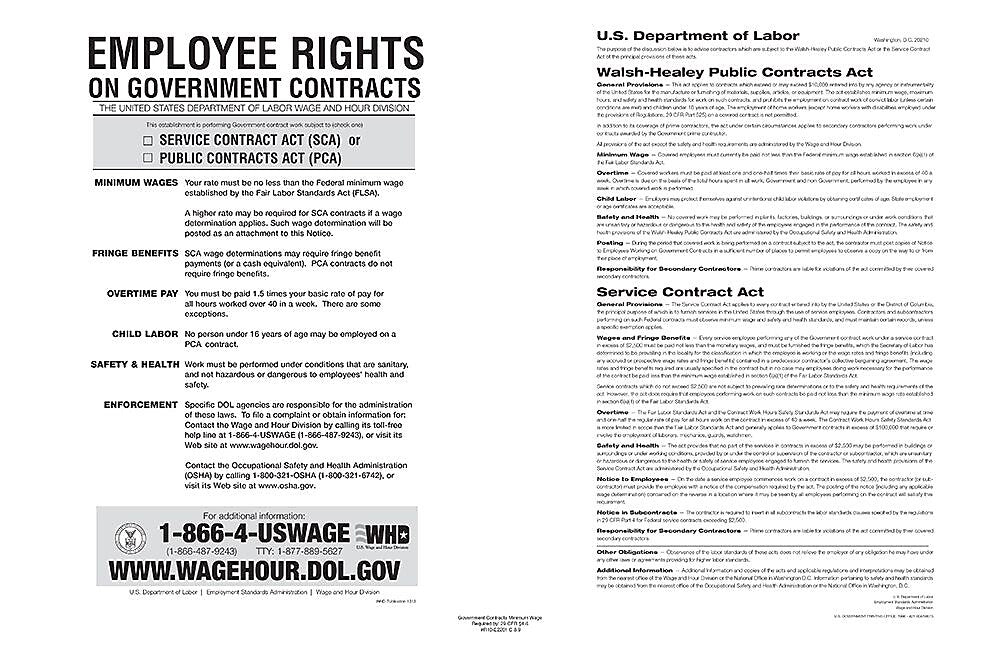 ComplyRight The Walsh-Healey Public Contracts Act Poster (E2201)