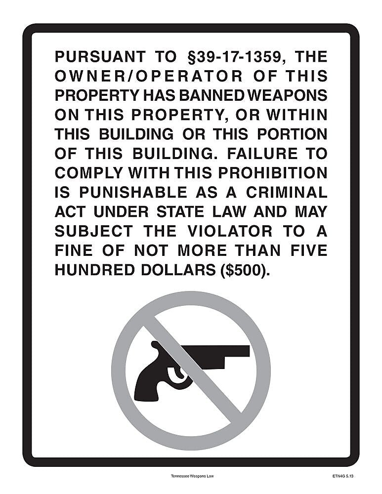 ComplyRight Tennessee Weapons Law Poster (ETN4G)