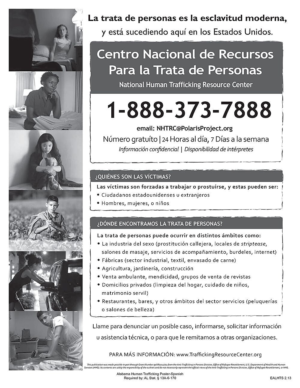 ComplyRight Alabama Human Trafficking Spanish Poster (EALHTS)