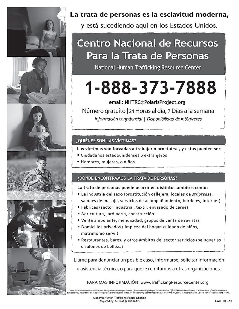 ComplyRight Alabama Human Trafficking Spanish Poster (EALHTS)