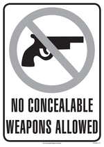 ComplyRight No Concealable Weapons Allowed Poster (ENCWA)