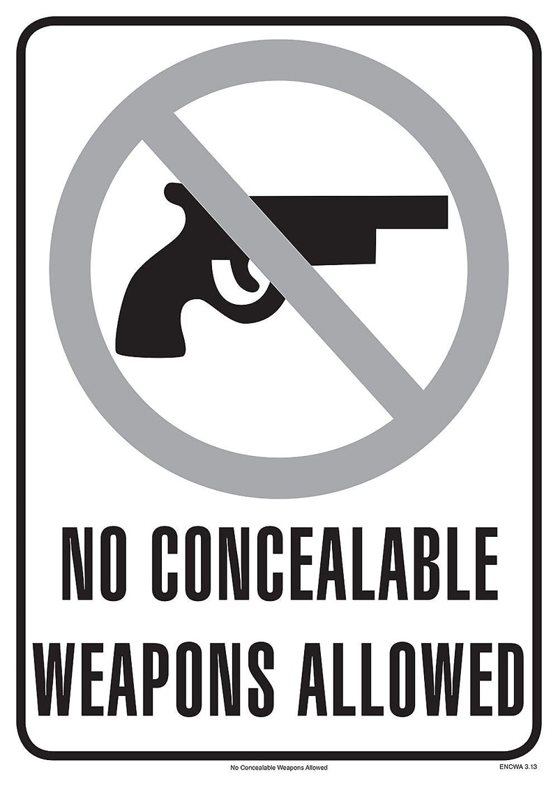 ComplyRight No Concealable Weapons Allowed Poster (ENCWA)