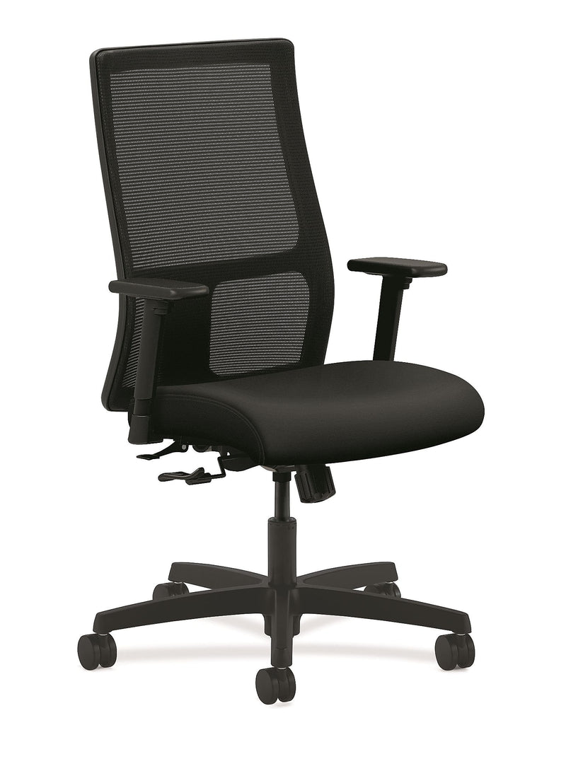 HON® Ignition® Mesh Mid-Back Office/Computer Chair, Adjustable Arms, Contourett Polyurethane Black