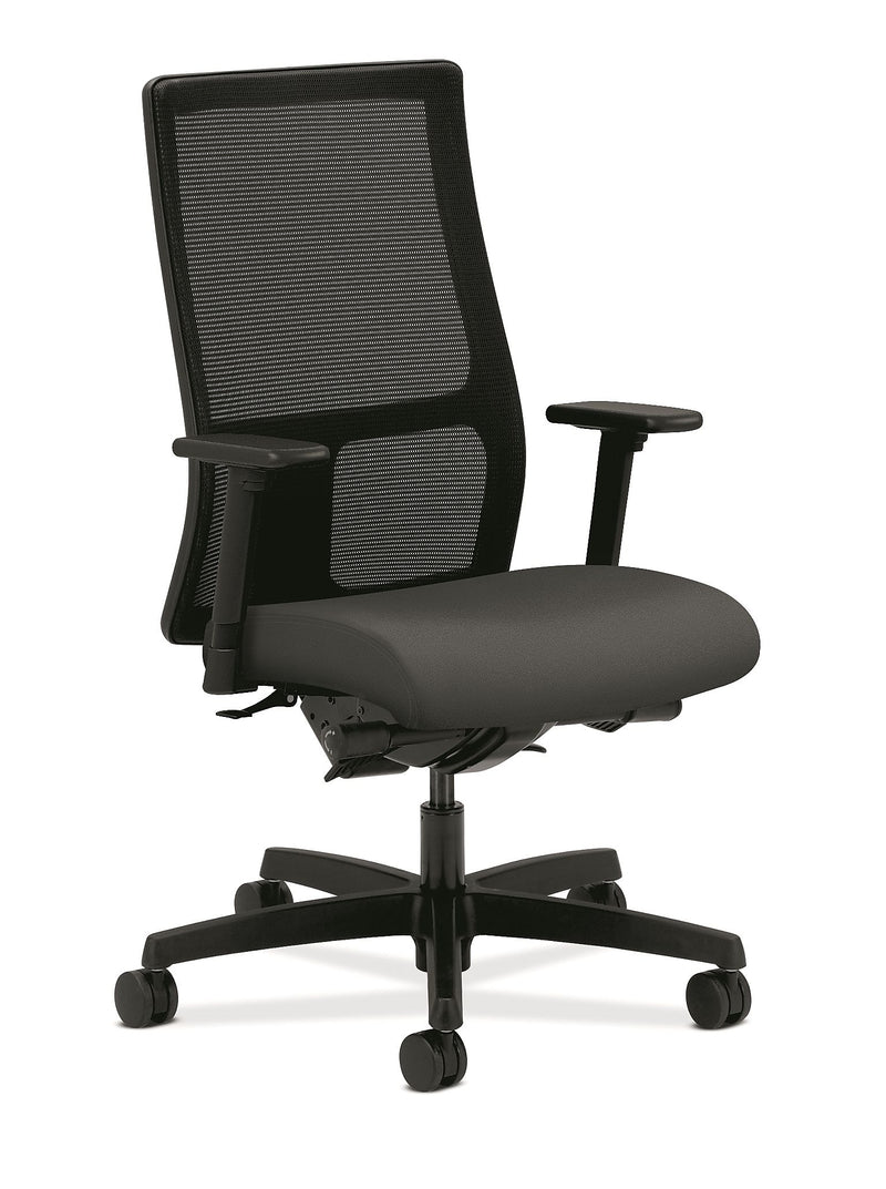 HON® Ignition® Mid-Back Office/Computer Chair, Adj Arms, Synchro-Tilt, Centurion Iron Ore Fabric (HONIW108CU19)