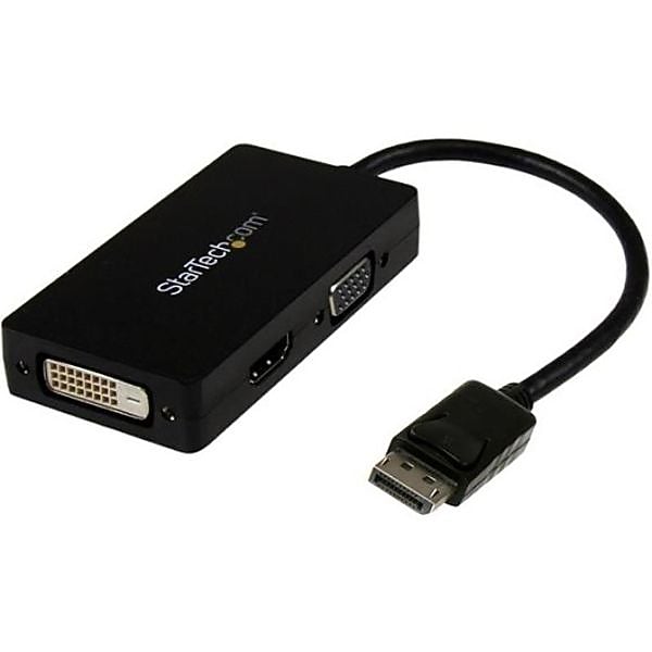 StarTech DP2VGDVHD 11.16" DisplayPort to VGA/DVI-D/HDMI Adapter Converter, Black