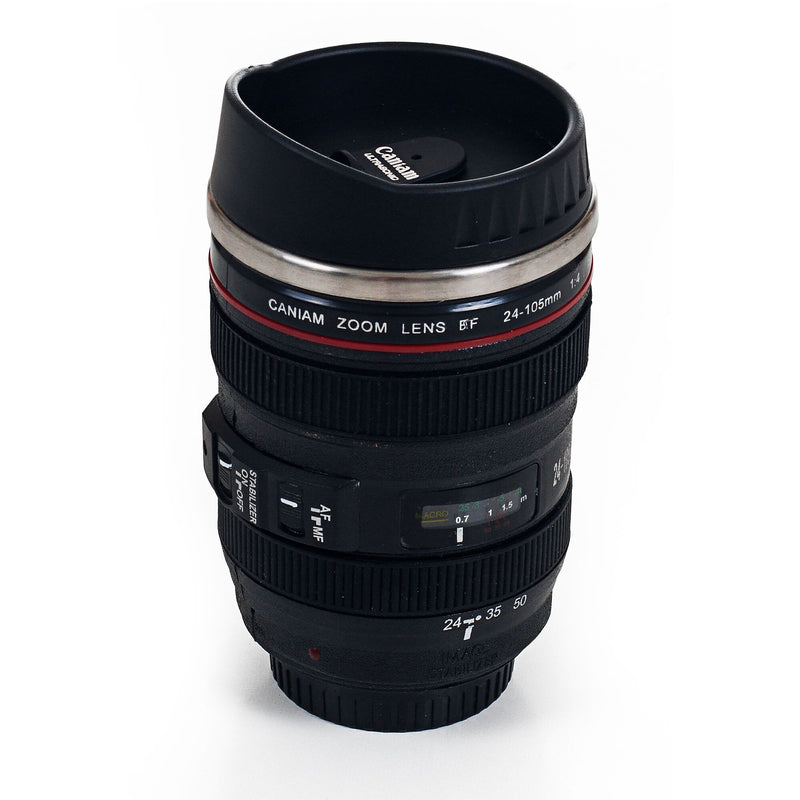 Whetstone Camera Lens Stainless Steel Coffee Mug, 12 oz., Black (82-260FQ)