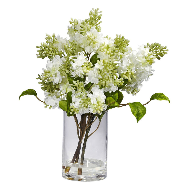 Nearly Natural 4805 Lilac Silk Floral Arrangements, White