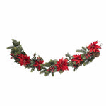 Nearly Natural 4916 60" Poinsettia Garland, Red