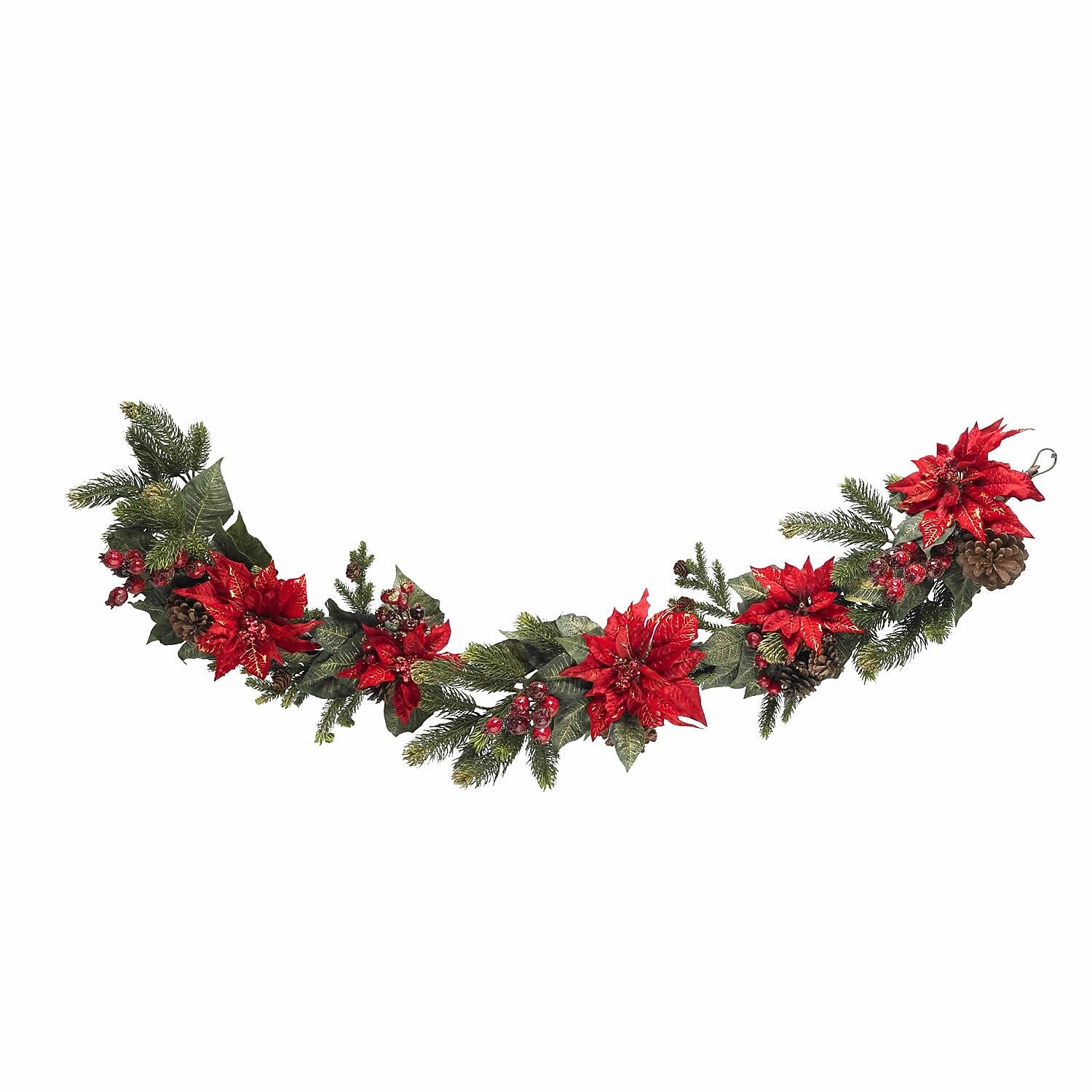 Nearly Natural 4916 60" Poinsettia Garland, Red