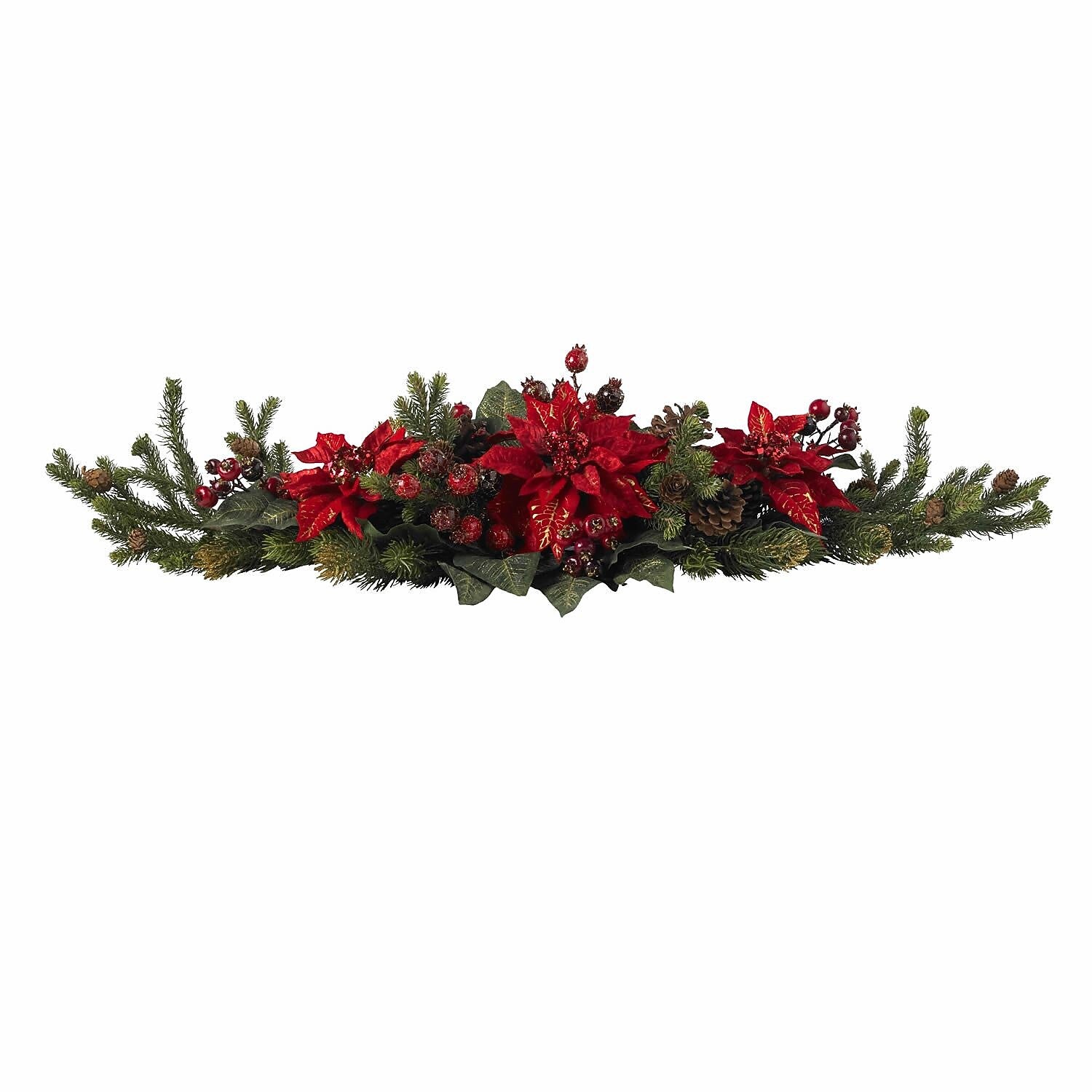 Nearly Natural 4917 Poinsettia Berry Centerpieces, Red